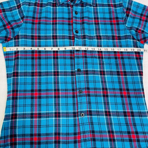 Vintage 90s Plaid Flannel Shirt Mens Small Womens Medium Plaid Flannel Blue Red - Picture 11 of 16